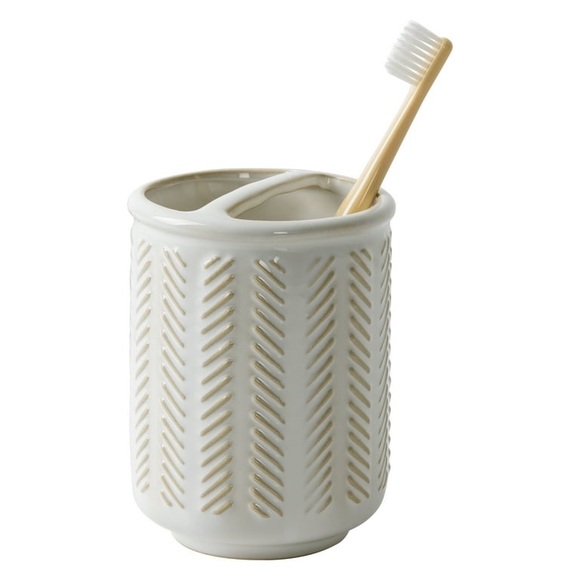 Better Homes And Gardens Other - Better Homes & Gardens Reactive Glazed Ceramic Toothbrush Holder, Creamy White